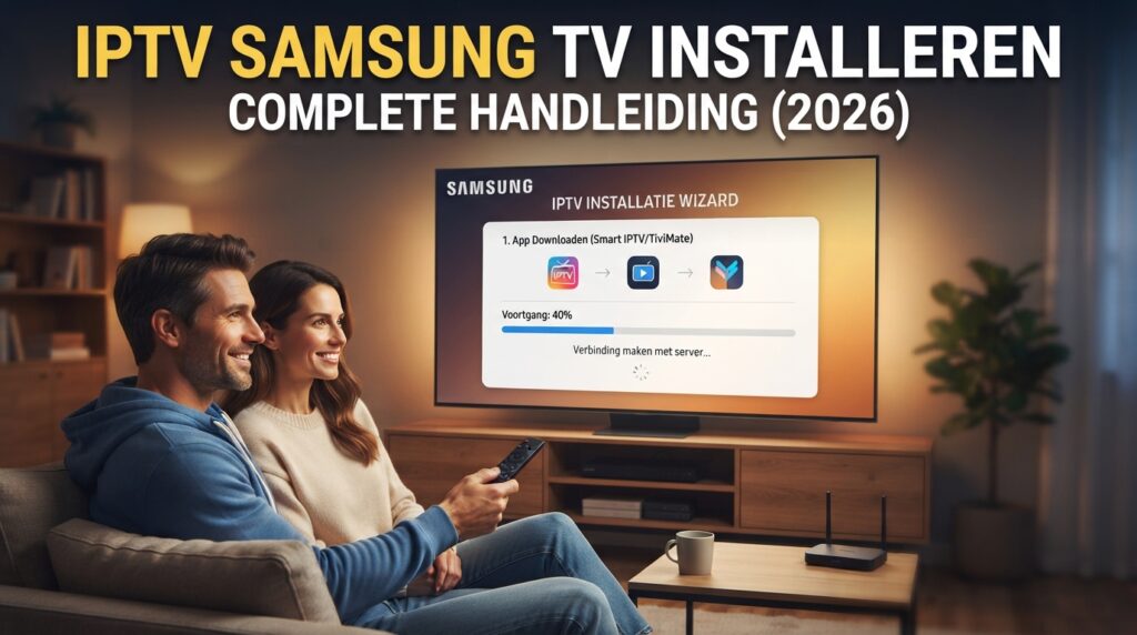 IPTV Samsung TV installeren handleiding met een modern televisiescherm in een woonkamer